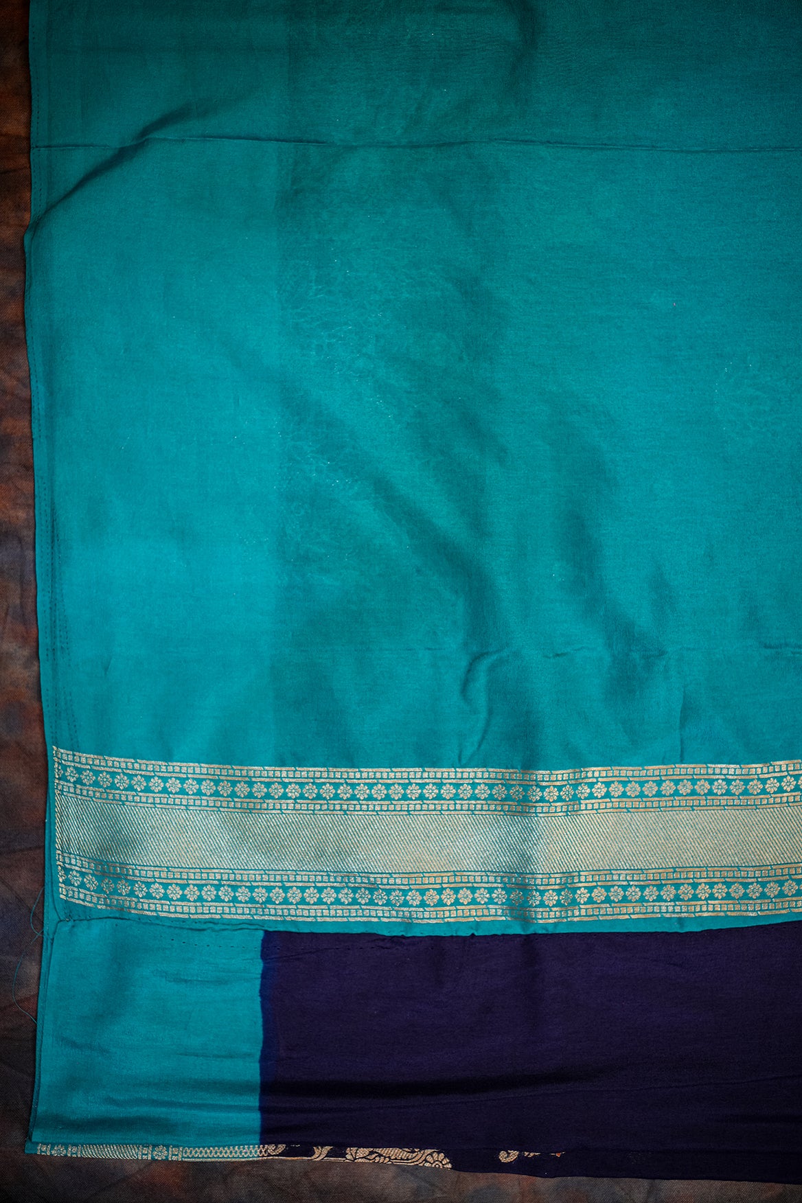 Royal Blue Meenakari Crepe Silk