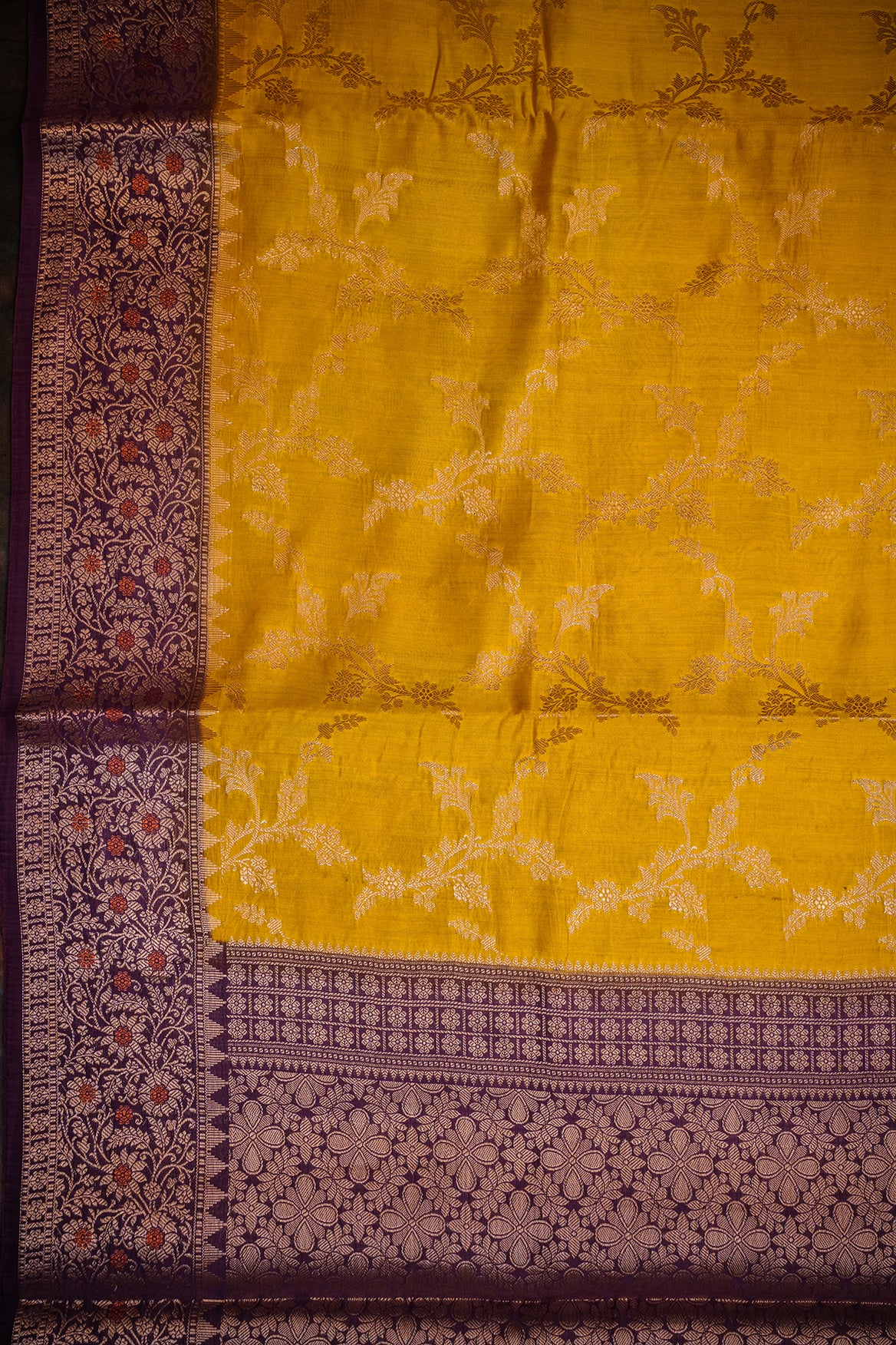 Yellow Chiniya Silk Saree