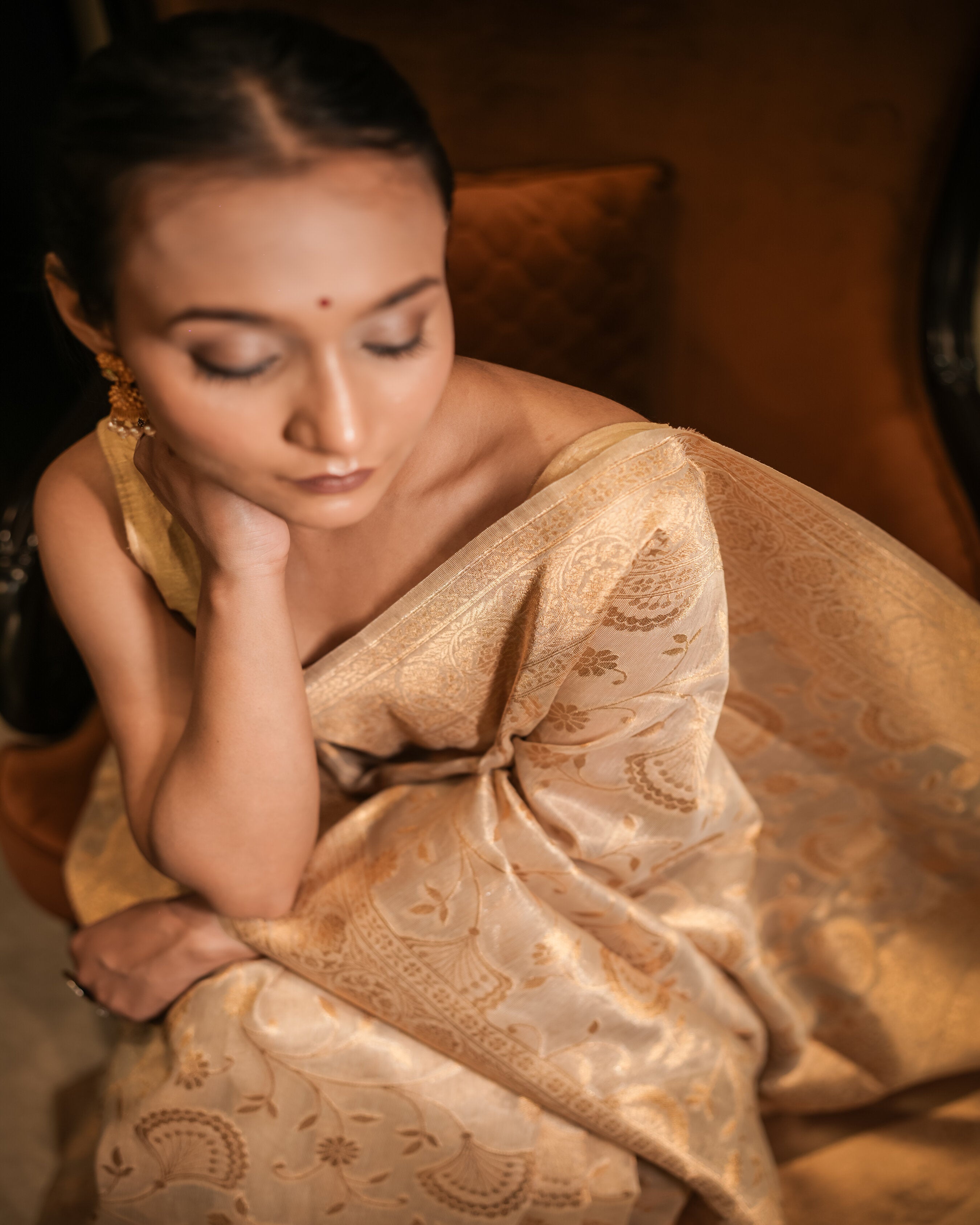 Golden Saree with Rich Zari Border