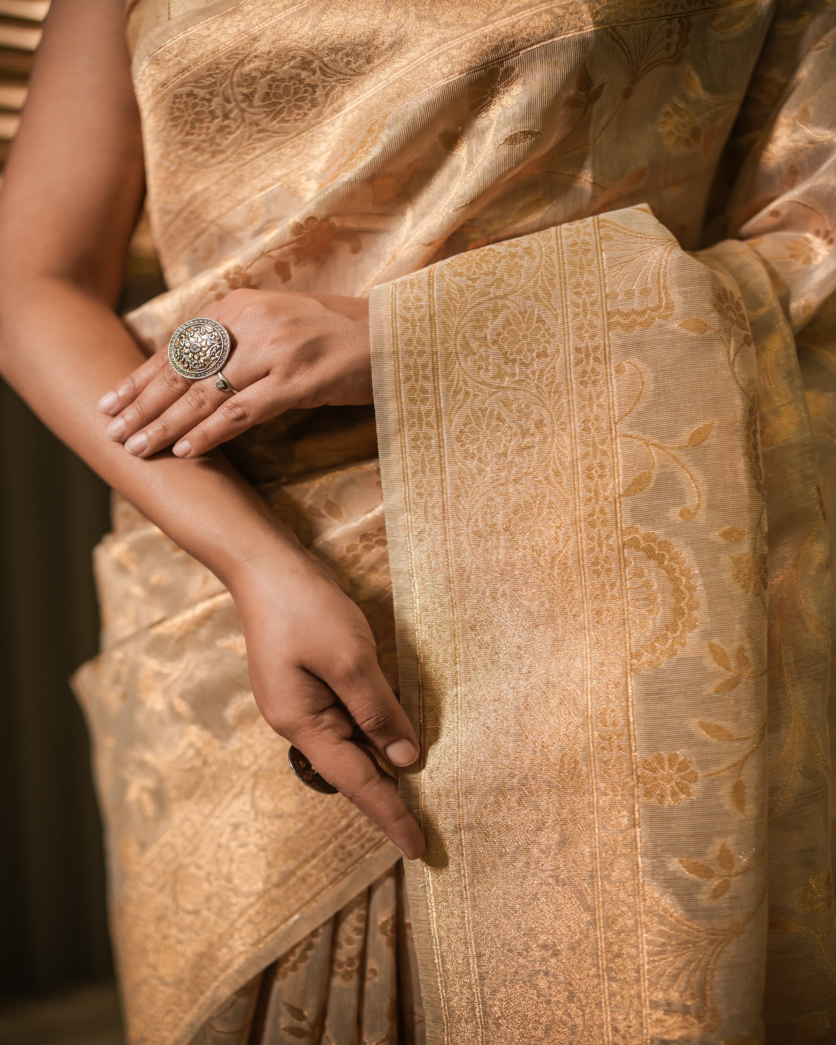 Golden Saree with Rich Zari Border