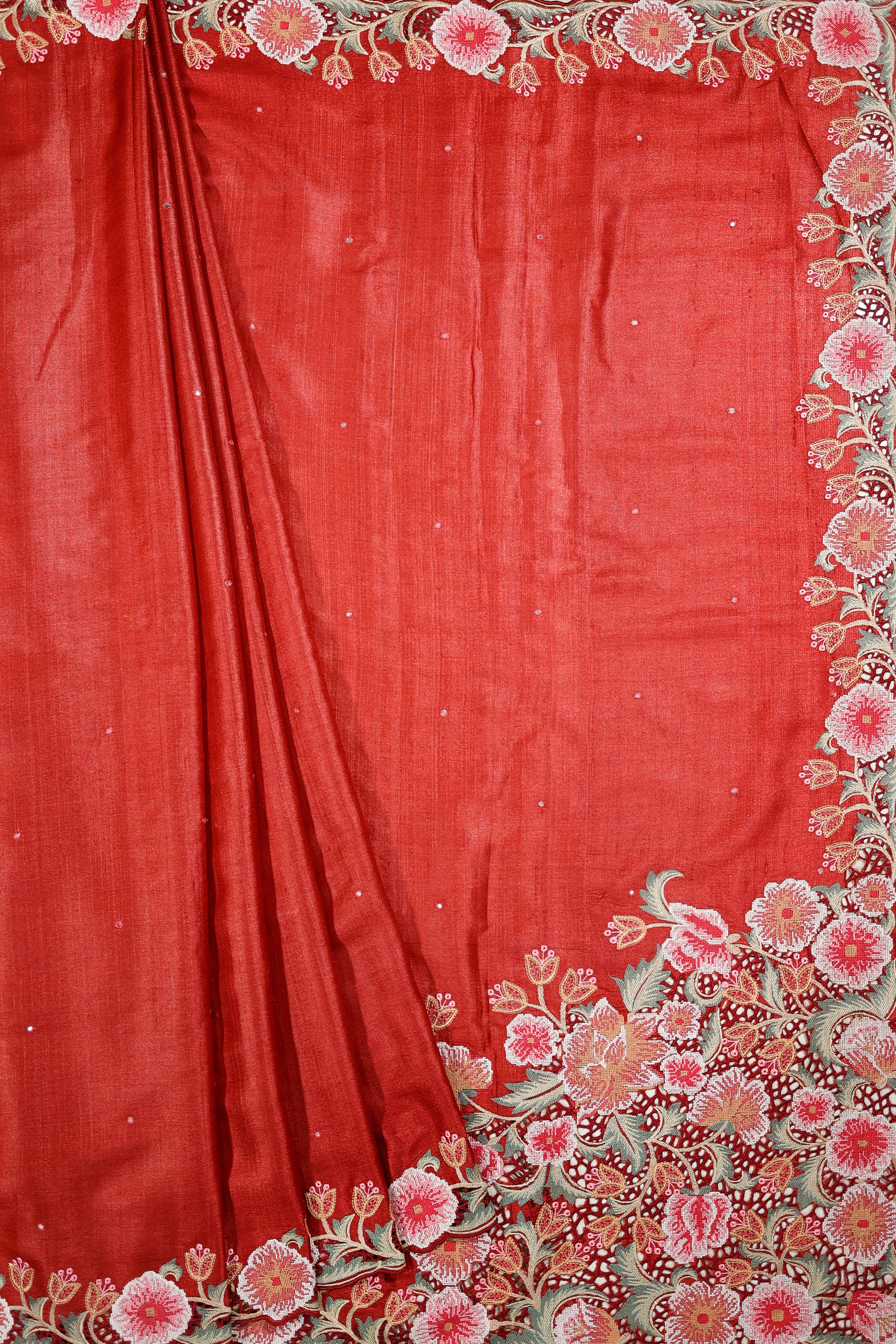 Banarasi Pure Tussar Red Color Saree