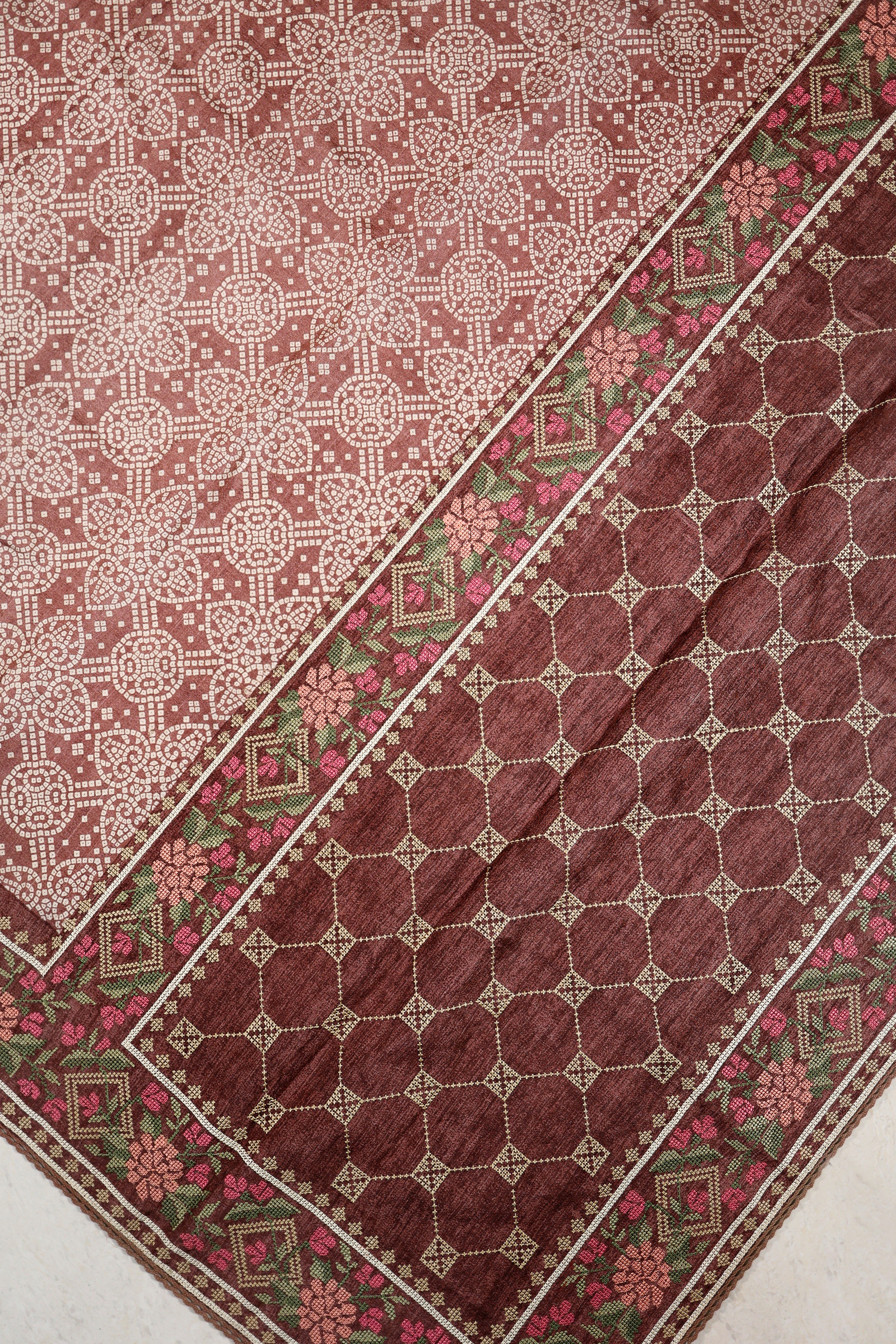 Banarasi Pure Tussar Print With Embroidery Pink Color Saree