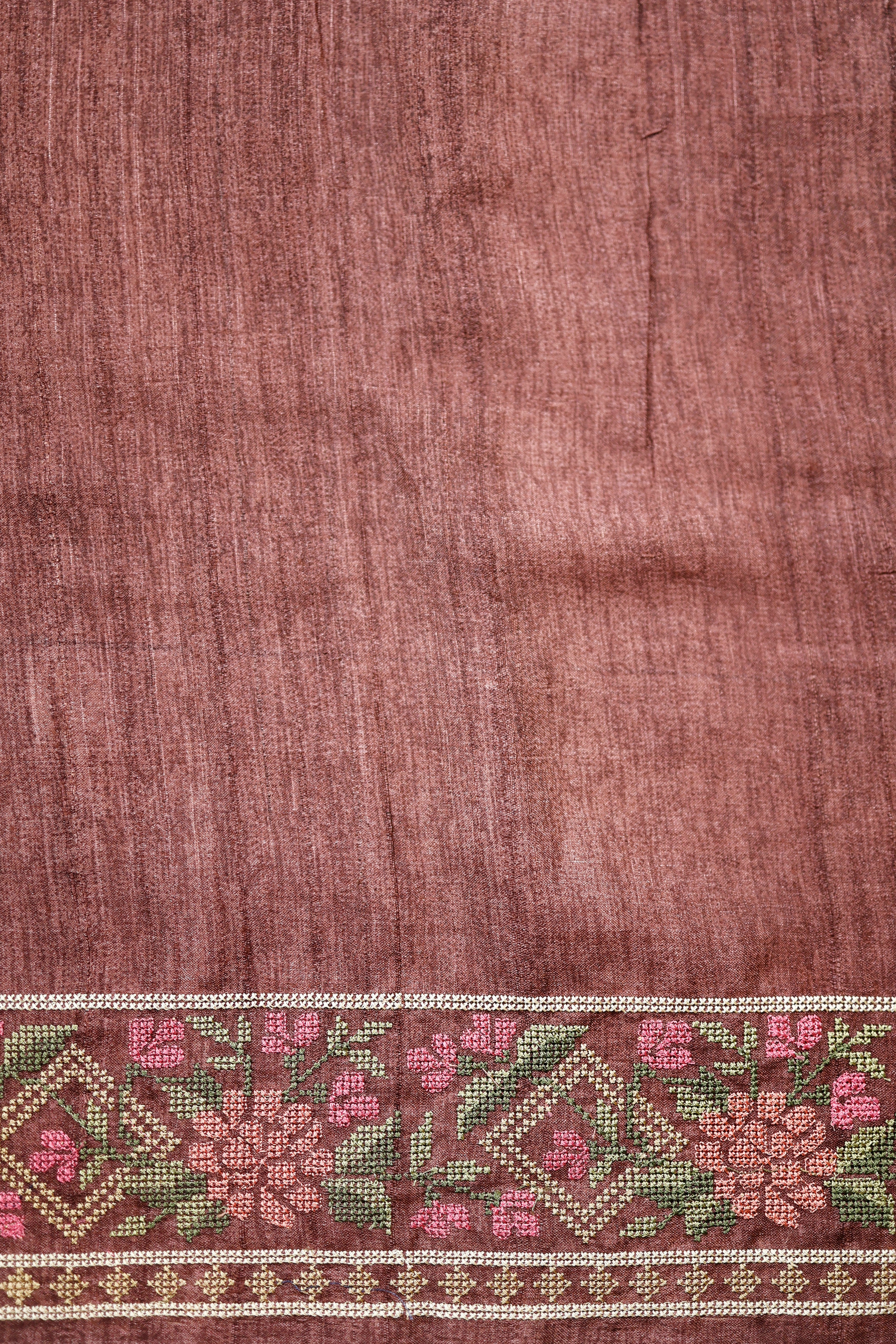 Banarasi Pure Tussar Print With Embroidery Pink Color Saree