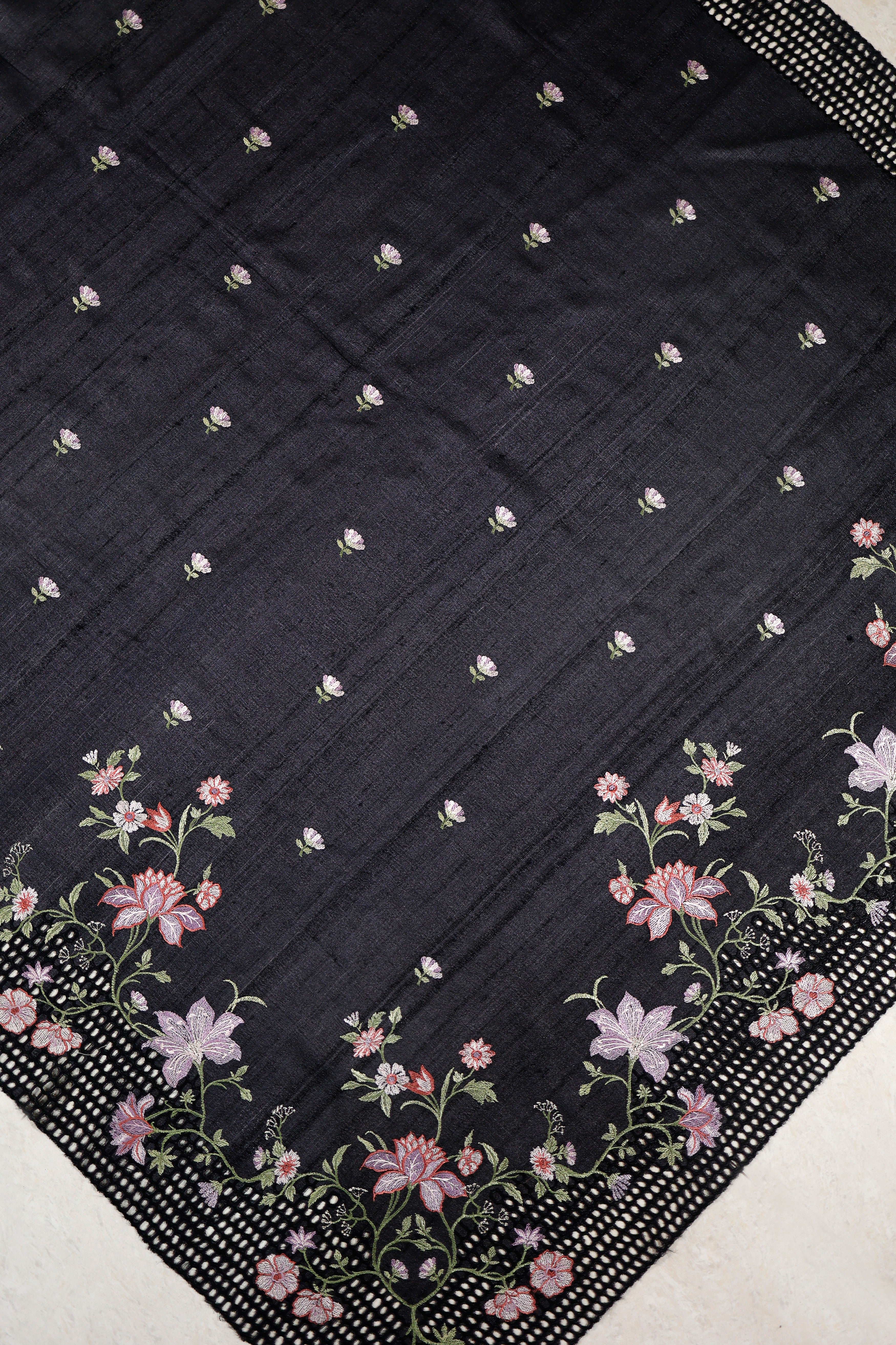 Banarasi Pure Tussar Black Color Saree