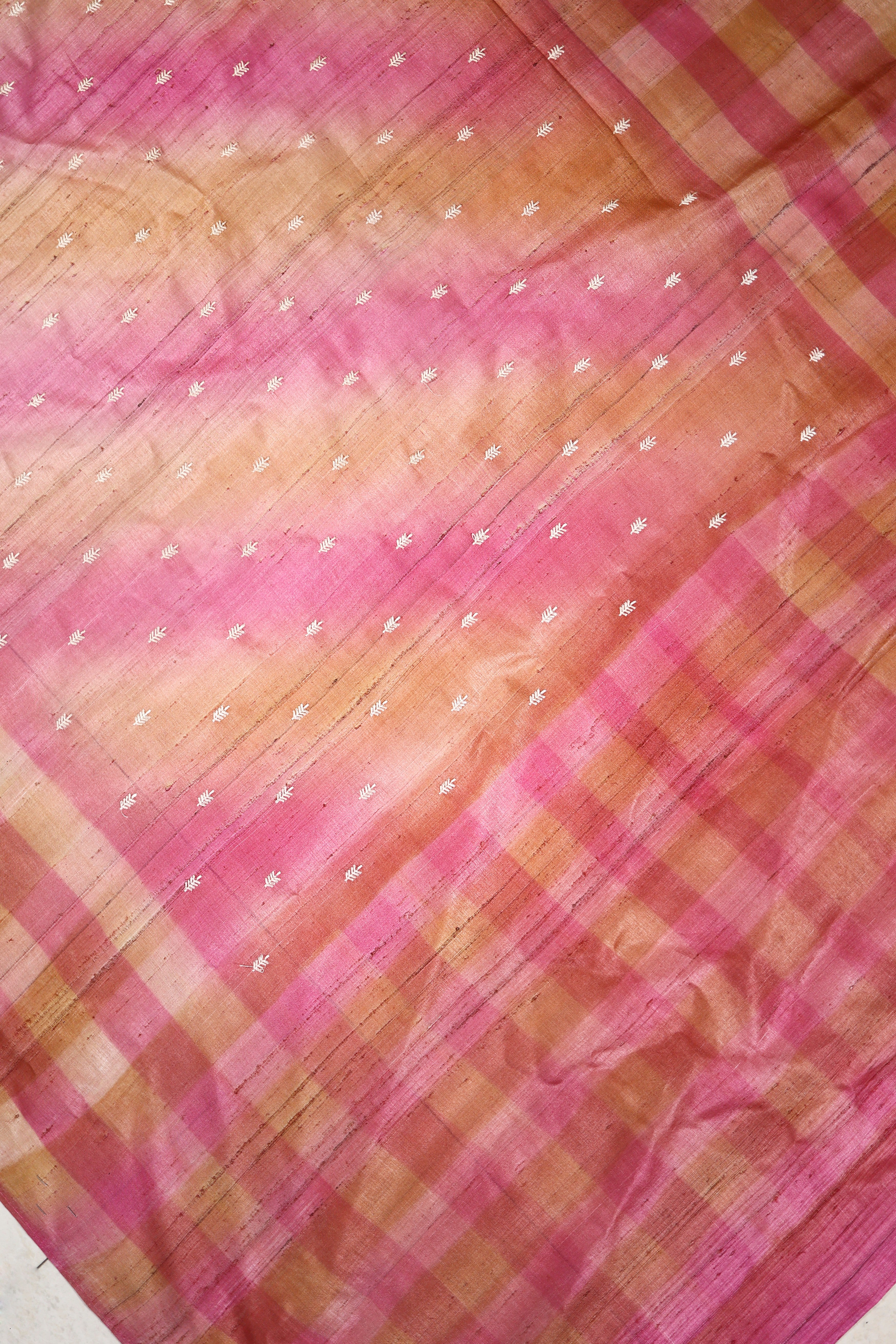 Banarasi Pure Tussar Digital Print With Embroidery Pink Color Saree