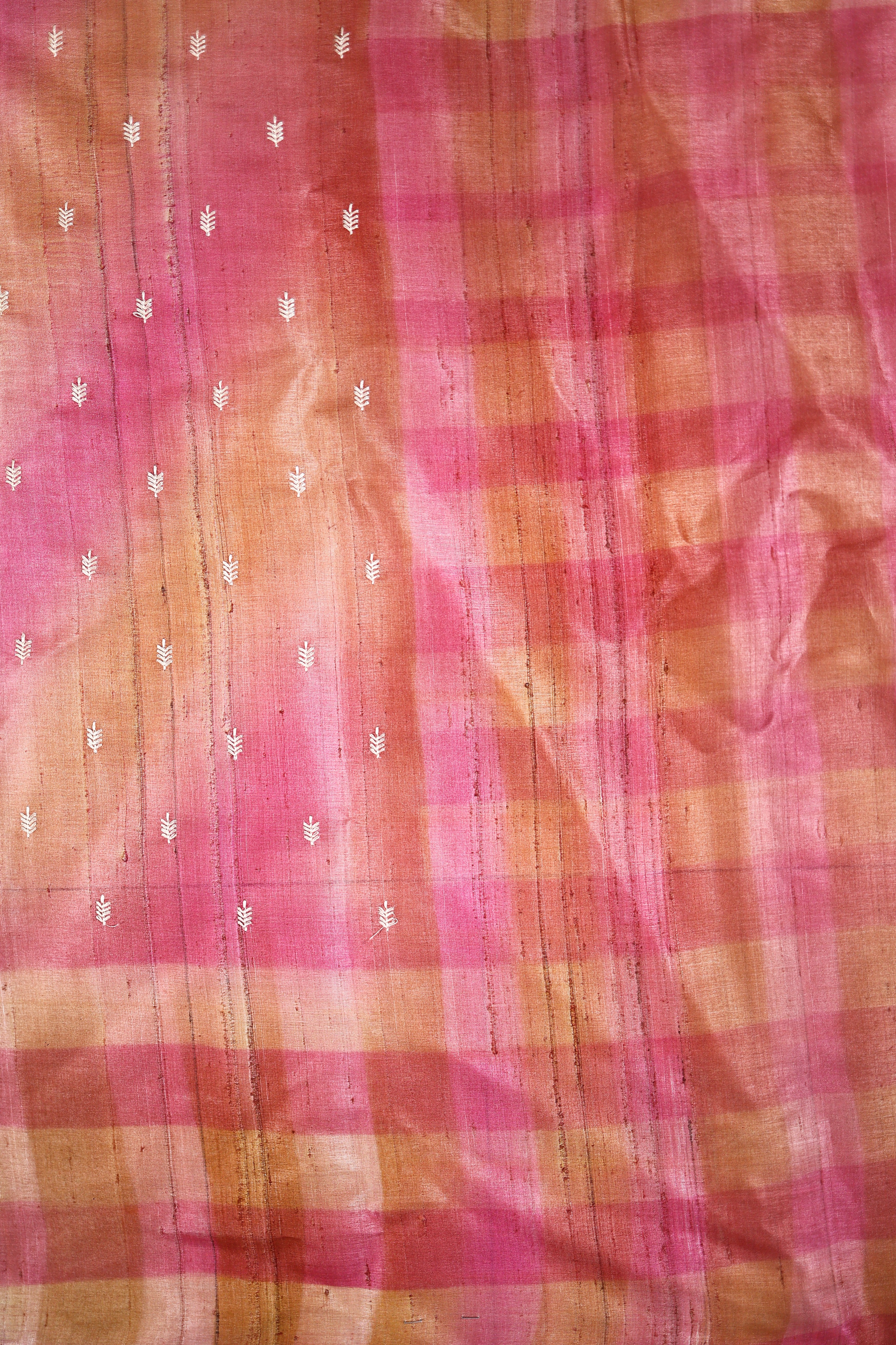 Banarasi Pure Tussar Digital Print With Embroidery Pink Color Saree