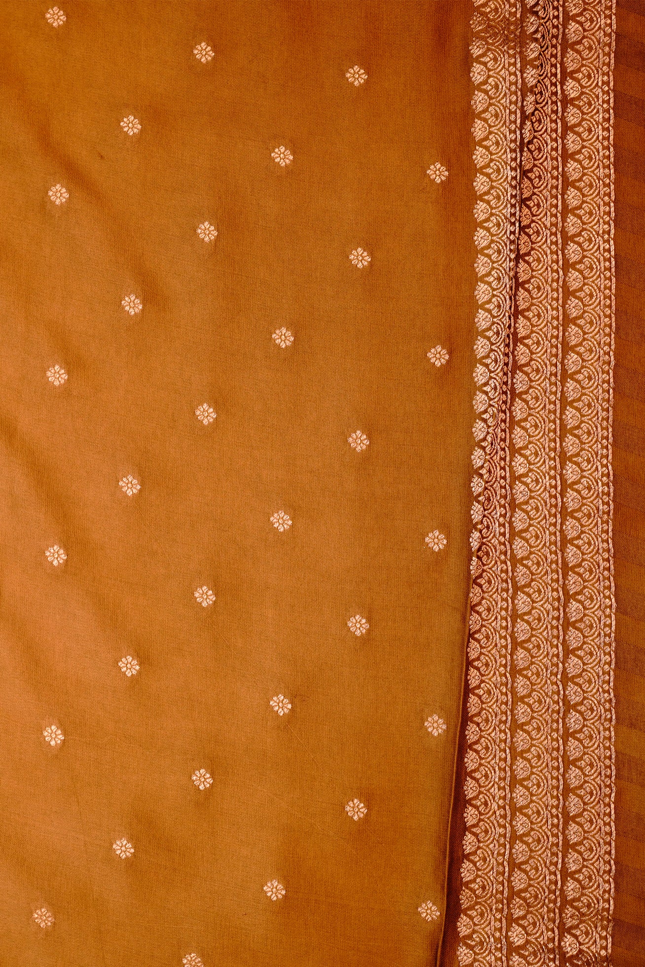 Rust Orange Chetak print silk saree