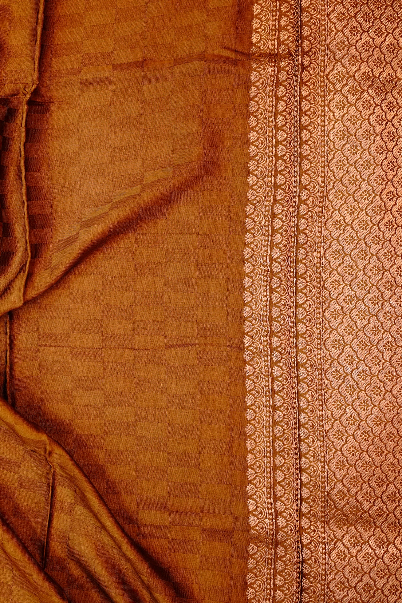 Rust Orange Chetak print silk saree